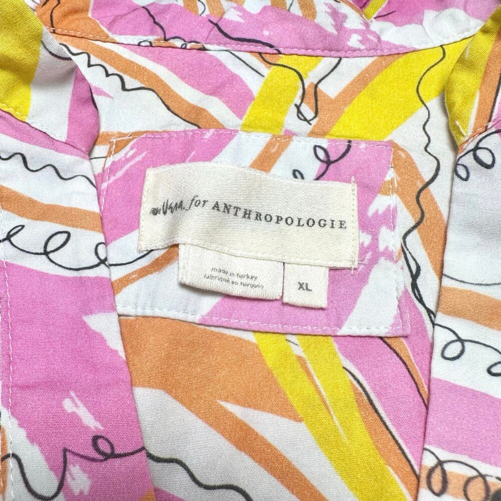 Vera for Anthropologie | Women | Pink Tropical Confetti Midi Shirt Dress | XL - Picture 8 of 12